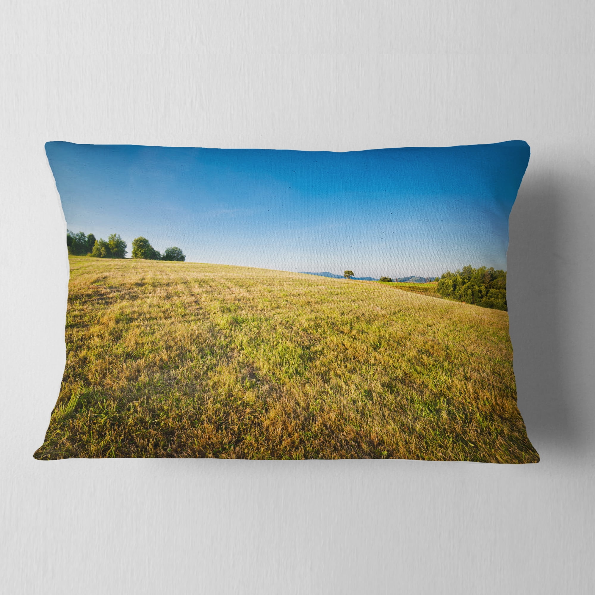 Designart Sunrise Over Green Mountains - Landscape Photo Throw Pillow - 12x20