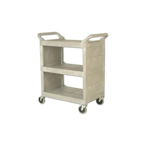 Utility Cart, 300-lb Cap, Three-Shelf, 32w x 18d x 37-1/2h, Platinum