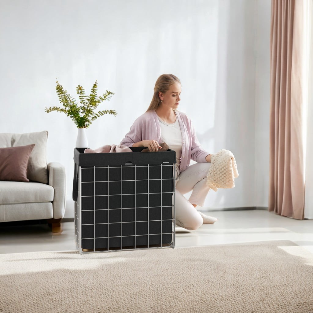 Laundry Hamper with Removable Washable Liner, 29 Gal. (110L) Collapsible Clothes Basket with Metal Wire Frame Laundry Bin