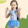 thumbnail image 5 of Hiijoy Big Girls One-Piece Swimsuit Rainbow Print Mesh Ruffle Swimwear, Sizes 7-8 T, 5 of 6