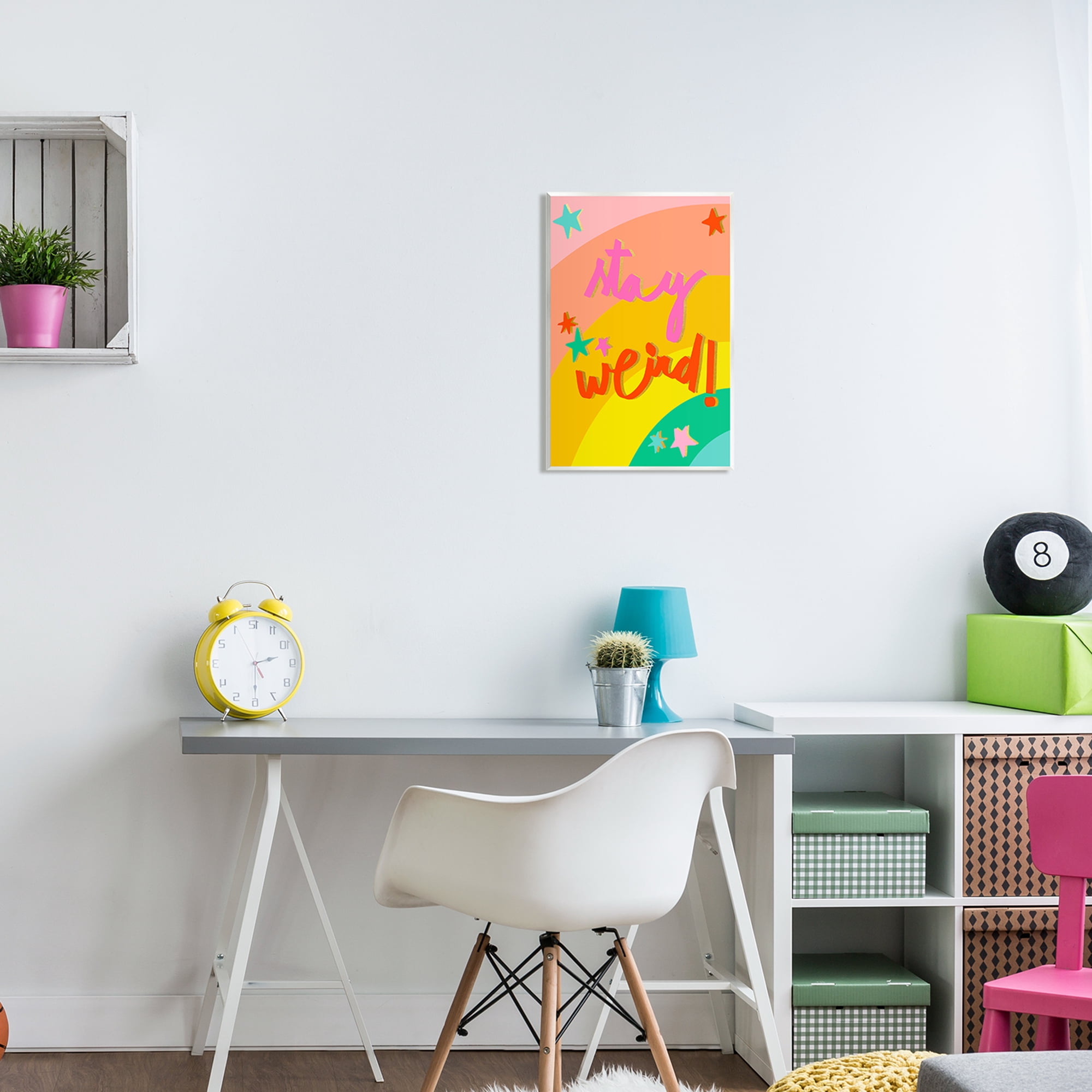 Stupell Industries Stay Weird Rainbow Stripes Inspirational Painting Unframed Art Print Wall Art, 13 x 19