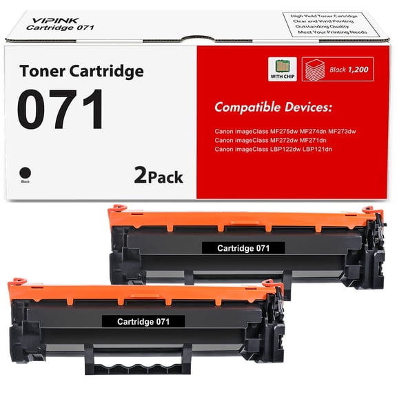 071 071H With Chip Toner Cartridge Compatible for Canon 071 071H Toner imageCLASS LBP122dw MF272dw MF273dw MF275dw MF274dn MF271dn LBP121dn Printer (Black 2-pack)