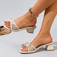 thumbnail image 5 of Beige Sandals High Heels For Women Casual Fishmouth Peep Toe Mesh Bowknot Strap Rubber Sole Shoes Breathable Large Size Options 1 Pair Shoe Box Included Size 36 Eu Weight 0.75 Lbs, 5 of 6