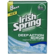 Irish Spring Deep Action Scrub Deodorant Bar Soap, 3.75 oz bars, 8 ea (Pack of 4)