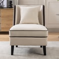 thumbnail image 3 of Sesslife Accent Chair with Back Pillow, Modern Armless Single Sofa Chair with Padded Sponge Seats, Soft Velvet Upholstered Reading Side Chair Solid Wood Legs for Living Room, Bedroom, Cream, 3 of 13