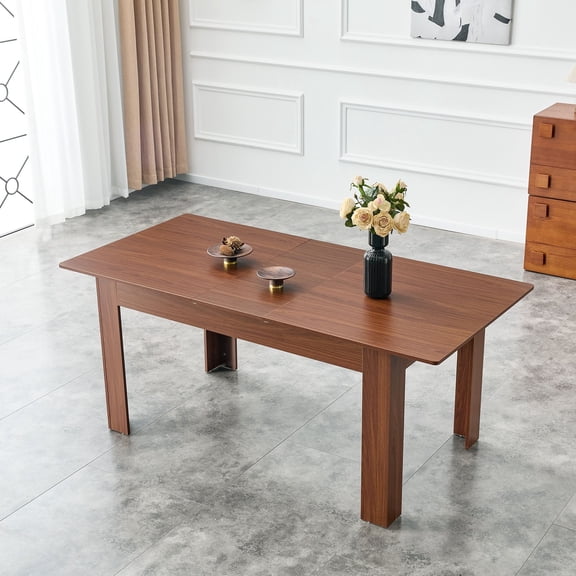Alvantor 86.5" Extendable Rectangular Dining Table with Drop Leaves, Walnut