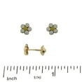 thumbnail image 2 of 18K Solid Yellow Gold Enamel White and Centered Yellow Flower Covered Screwback Earrings, 2 of 3