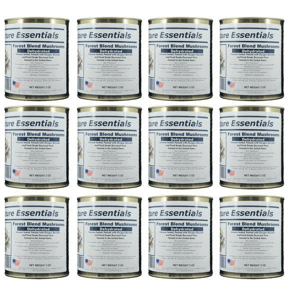 (12 Cans Pack) Future Essentials Freeze Dried Long Shelf Life Emergency Food Forest Blend Mushrooms #2.5/3oz/Can