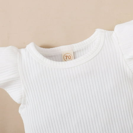 

Cathalem Girls Active Suit Toddler Girls Fly Sleeve Solid Ribbed T Shirt Tops Ruffles Baby Girl Thanksgiving Outfit 3-6 Months Childrenscostume Pink 3 Months