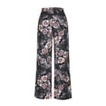 thumbnail image 5 of Women's Wide Leg Cotton Linen Pants Floral Hippie Palazzo Pant Boho Vintage Joggers Yoga Clothes Elastic Waist Printed Joggers Loose Pockets Casual Trousers with Pockets Gray qILAKOG Size L, 5 of 6
