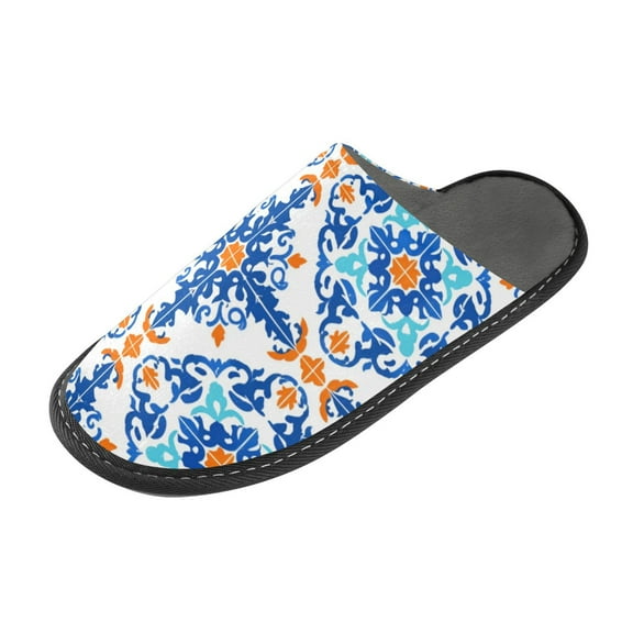 IAUYY Memory Foam House Slippers Suitable for Both Men and Women. Comfortable, Anti-Slip Plush Flat-Bottomed Slippers The Best Holiday Gift An Tile Patterns
