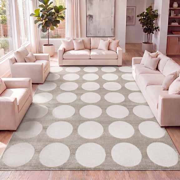 JONATHAN Y SANDSTONE 5 x 8 Area Rug, Adrian Circle Dot - Beige/Cream, SND105A-5