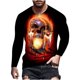 thumbnail image 1 of Camiseta de diario unisex para hombre Impresión 3D Estampados gráficos Calavera Esqueleto Estampado Manga larga Tops Casual Bloue Pompotops oipoqjl3725, 1 of 1