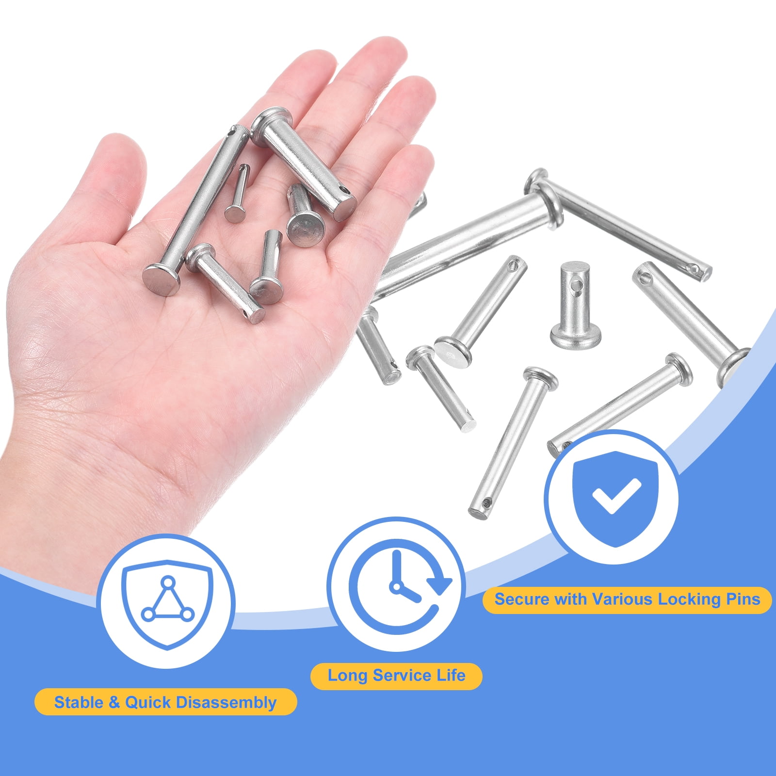 12Pcs 5/16" x 2-3/8" Single Hole Clevis Pins, 304 Stainless Steel Flat Head Pins