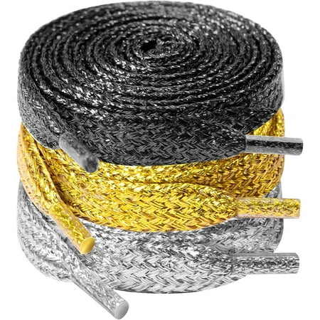 3 Pair Flat Shoe laces  5/16  Wide Shoelaces for Athletic Running Sneakers Shoes Boot Strings