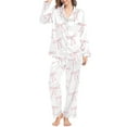 thumbnail image 2 of Womens Pajama Set Casual 2 Piece Valentines Day Print V Neck Long Sleeve Set Womens Sleepwear,White,S, 2 of 4