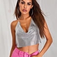 thumbnail image 2 of Intimates Women's Metal Sequins Open Back Halter Top Vest, 2 of 5