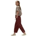 thumbnail image 5 of HVOBTTY Kids Soft Long Length Straight Leg Pants, Girls Fall and Winter Pants, Pants Casual Smocked High Waist Pant Loose Wide Leg Long Trousers 4-14 Years Red, 14-15 Years, 5 of 5