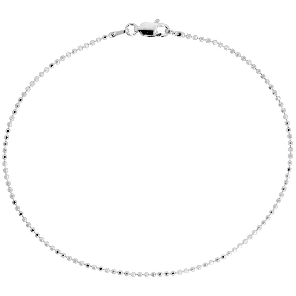 1mm Diamond Cut Beads 10 pieces 925 Sterling Silver 16 inch Ball Chains 
