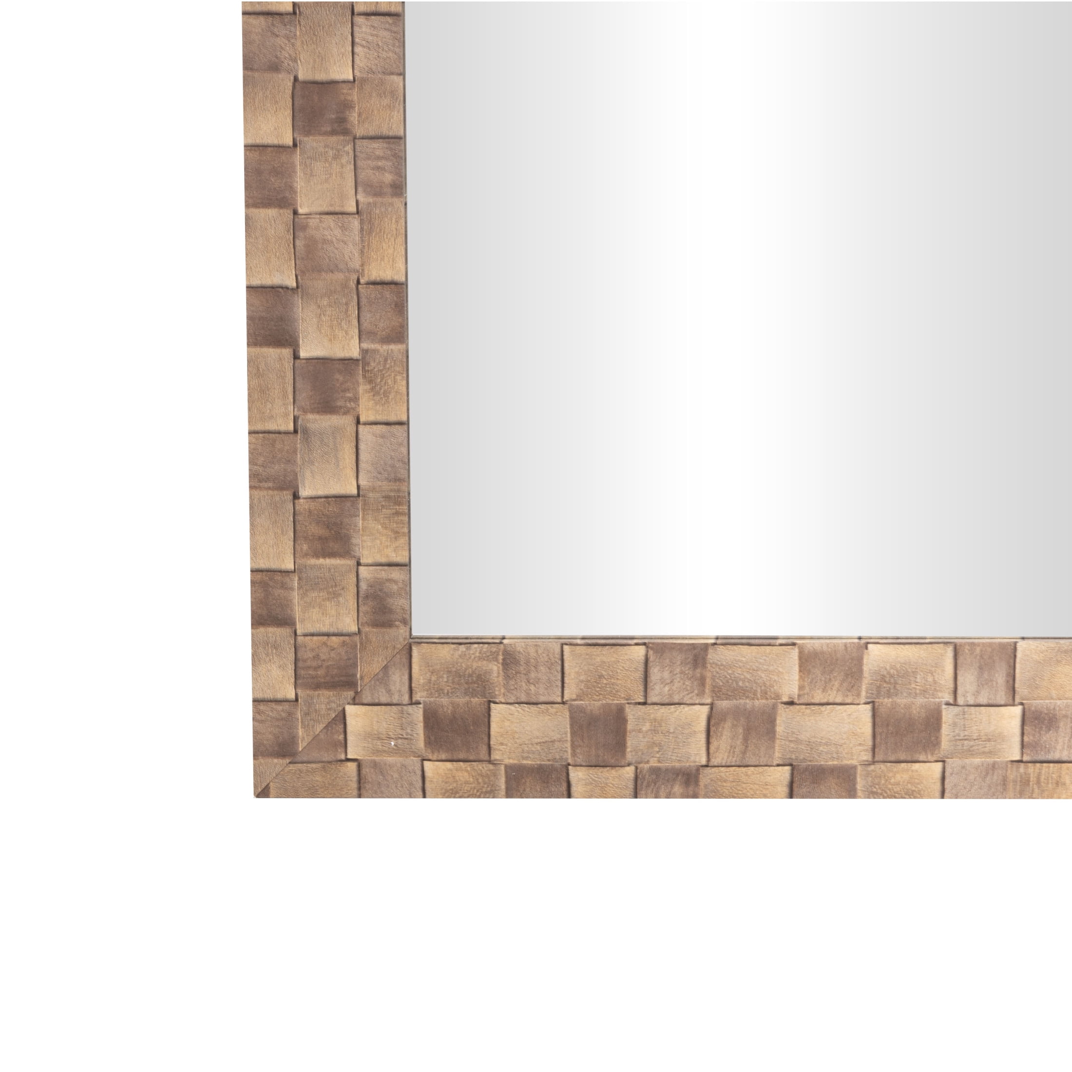 DecMode 24" x 36" Brown Wall Mirror with Checkered Pattern Frame