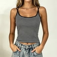 thumbnail image 5 of Women Striped Camisole with Built in Bra, Spaghetti Strap Sleeveless Padded Tank Top, Fashion Backless Outdoor Undershirts, 5 of 8