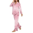 thumbnail image 5 of DISNIMO Cherry Blossom Print Pajama for Women Set Long Sleeve Sleepear 2 Piece Pjs Set with Long Pants Casual Loose Nightwear with Pocket, L, 5 of 7