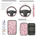 thumbnail image 3 of Jeiento Pink Strawberry 13 Pcs Car Seat Cover Full Set Automotive Interior Accessories with Steering Wheel Cover, Seat Belt Pad, Armrest Covers, Coasters Universal Fits Most Vehicles, 3 of 8