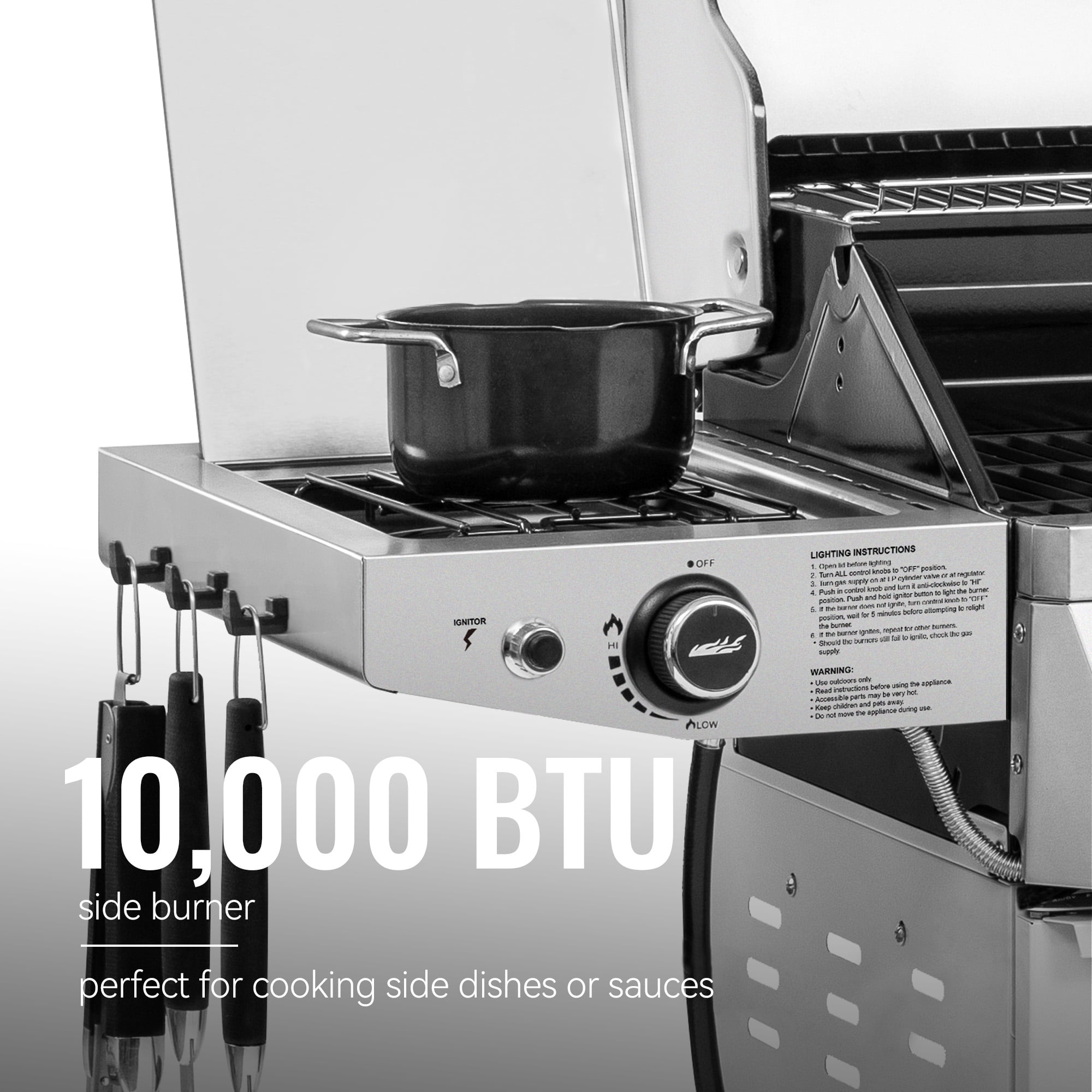 Royal Gourmet GA6406W 6-Burner BBQ Gas Grill, with Sear Burner and Side Burner, Cabinet Style Grill, 74,000 BTU, White