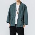 thumbnail image 3 of Casual Jackets for Men 2025 Japanese Lightweight Loose Linen Cardigan Jacket with Pockets Outerwear Coat, 3 of 7