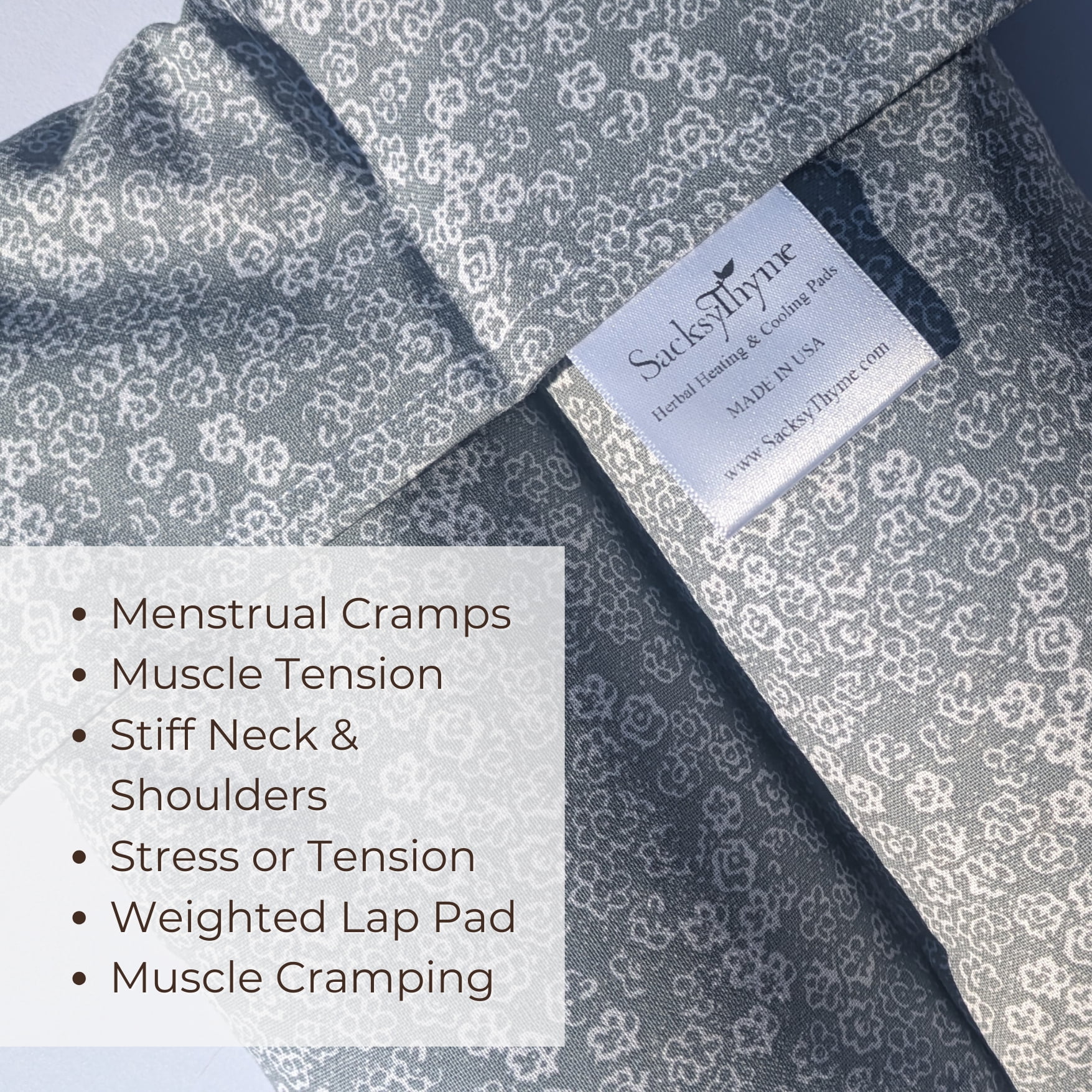 SacksyThyme Microwave Heating Pad for Pain Relief, Flaxseed & Cherry Pit Herbal Heating Pad, Hot Cold Therapy