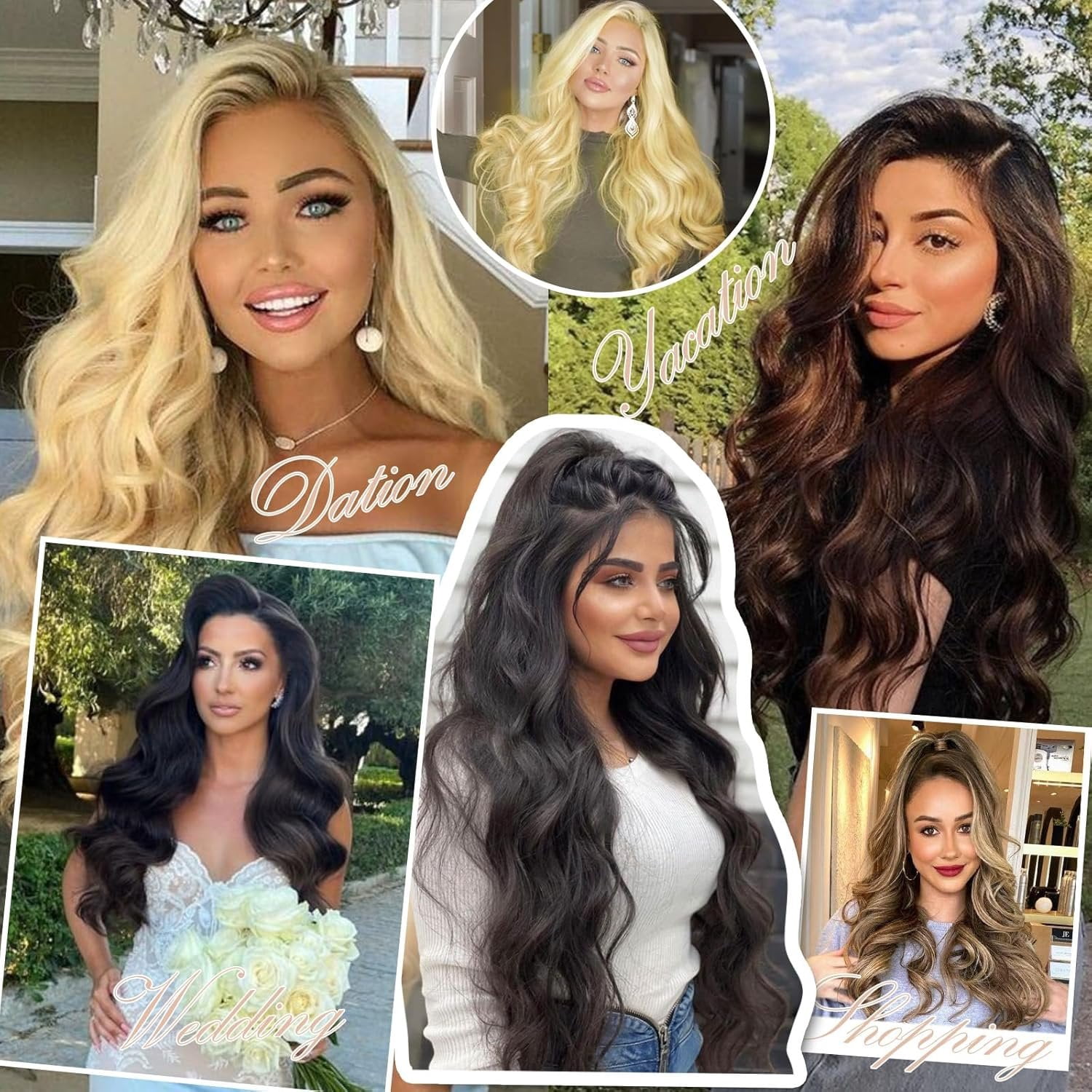 Half Wig 24 Inches Long Wavy Blonde Wig Clip in Half  Synthetic Fibers Wigs Hair Extensions for Women Quick Weave Self Styled in 60 Seconds Half Wigs