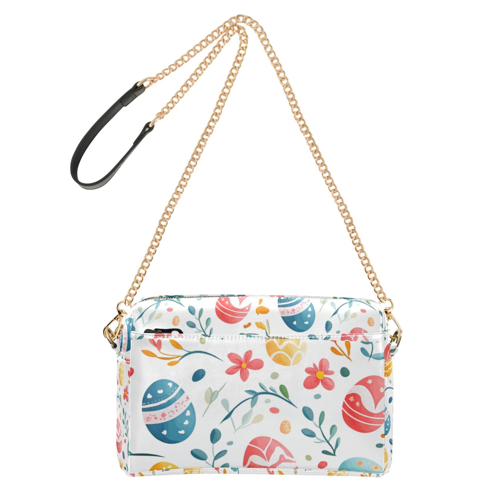 FORMRS Women Crossbody Purse with Chain Strap Vegan Leather Shoulder Handbag, Cute Easter Eggs