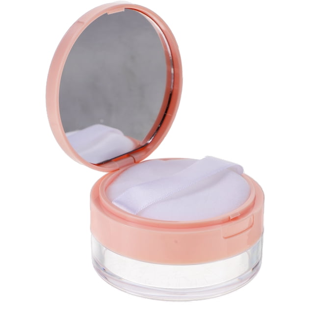 KAKOWELY Portable Empty Powder Case Mirror Loose Powder Container Makeup Case with Powder Puff (Pink),2.56"X2.56"X1.57"