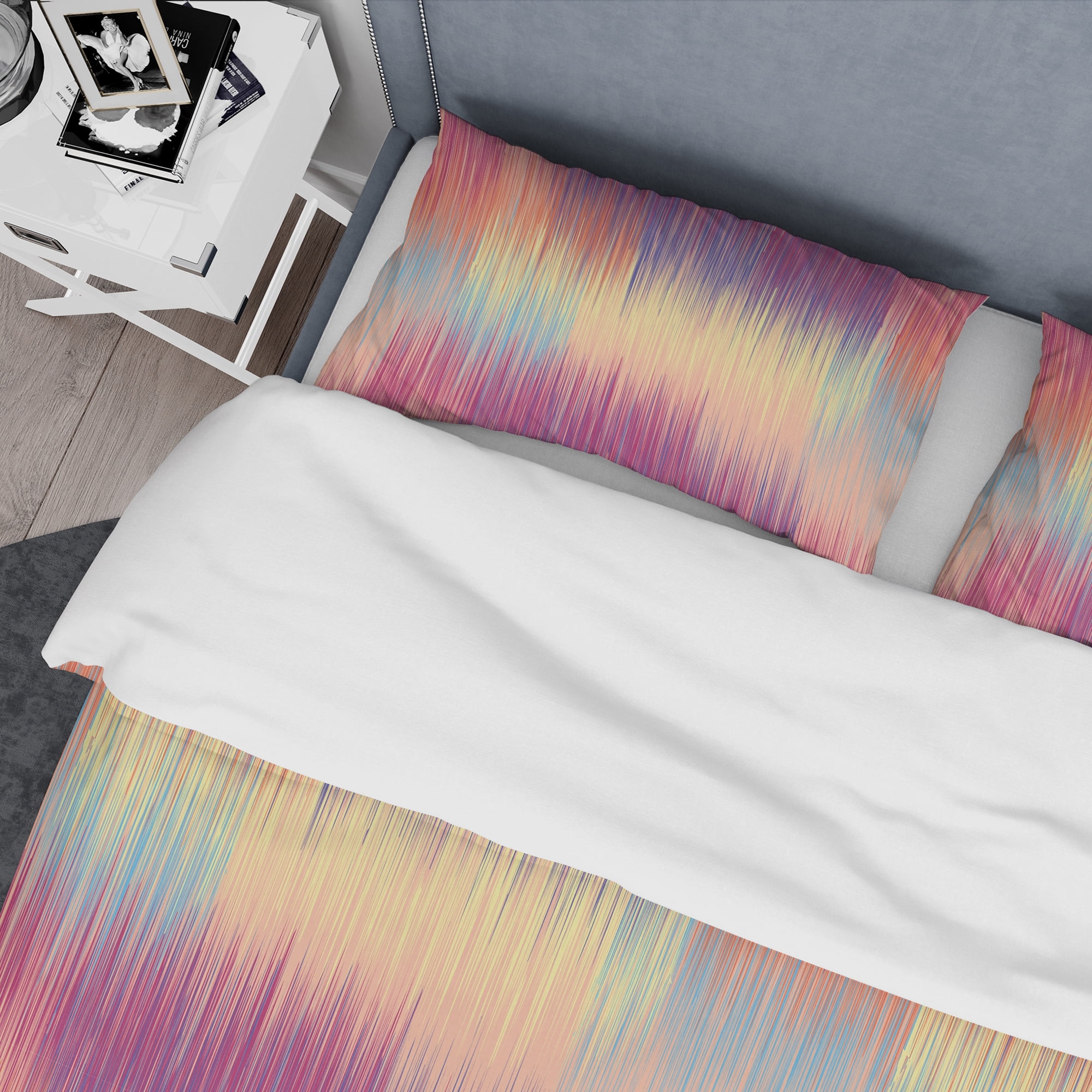 Designart 'Grunge Stripes Pattern in Colors' Modern Duvet Cover Set