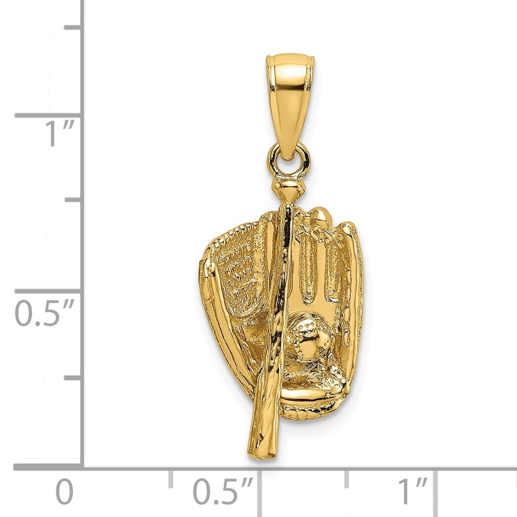 925 Sterling Silver Polished Bats and Baseball Pendant Necklace Jewelry Gifts for Women