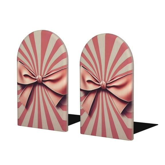 Naloa Retro Bow Wood Non-Skid Bookend for Shelves,Book Ends for Heavy Books, Book Stand for CDs,1 Pair