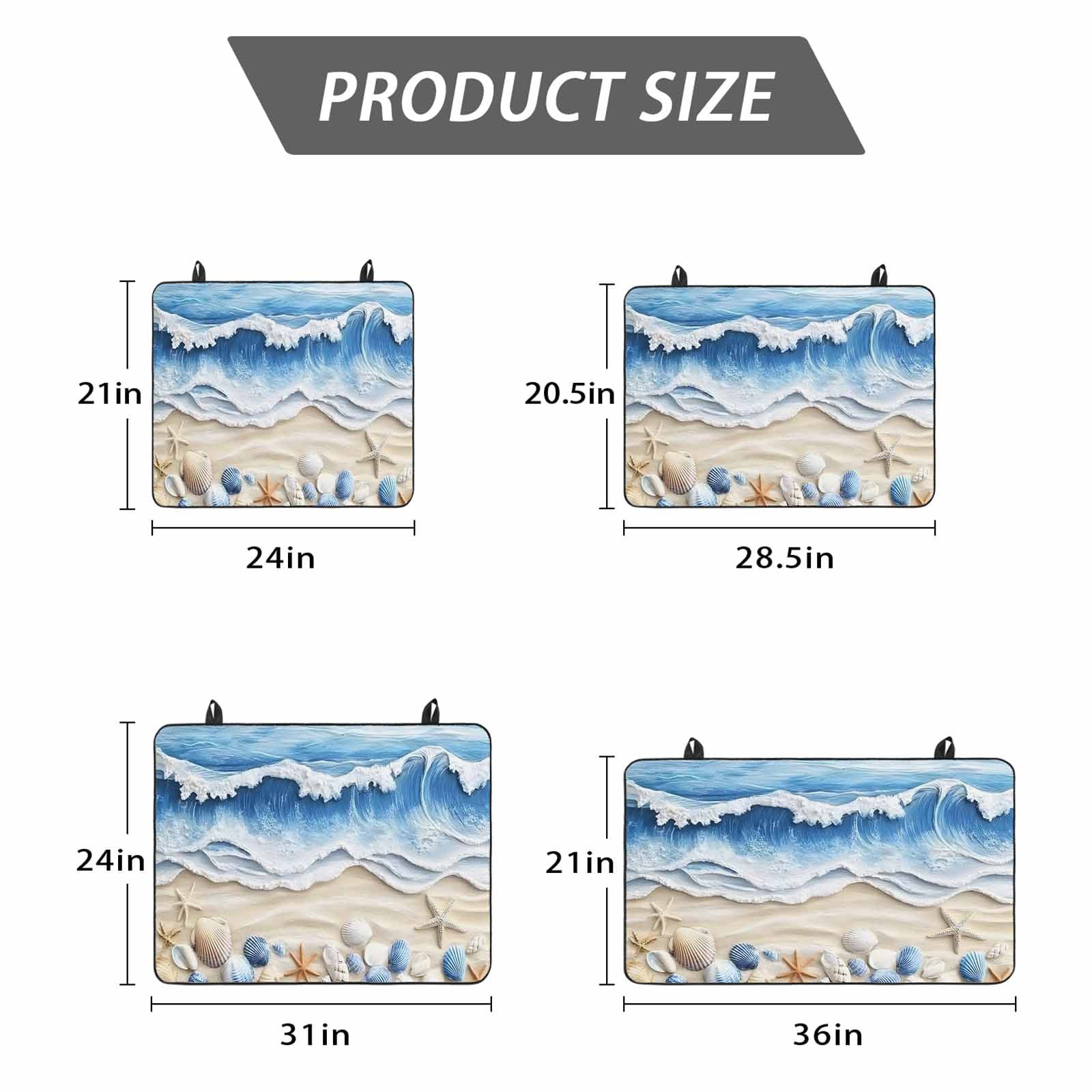 Coastal Blue Stove Top Cover for Electric Stove, Heat-proof & Non Slip Glass Top Stove Cover Protector, Starfish Beach Ocean Shell Sand Painting Kitchen Flat Cooktop Rubber Mat 24x21 Inches