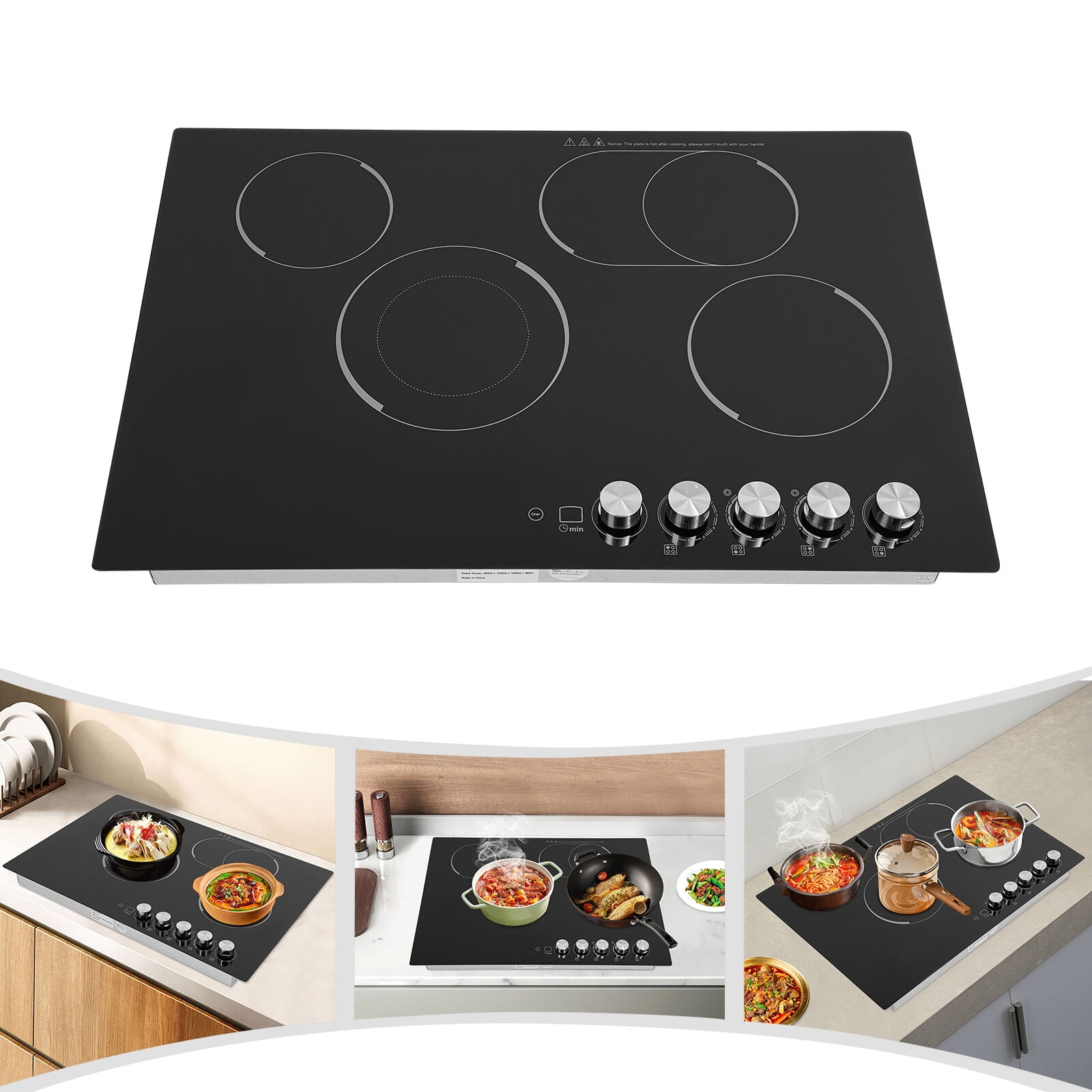 4 Burners 110V Knob Control Embedded Electric Stovetop Electric Cooktop Kitchens Cabins Snack Bars