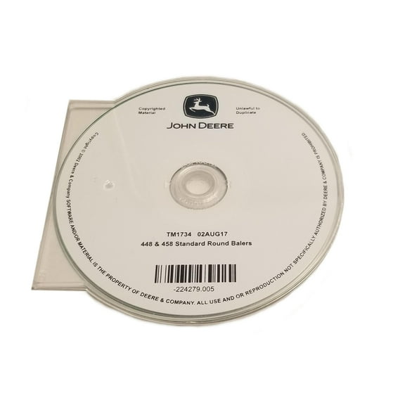 John Deere 448/458 Standard Round Balers Technical CD Manual - TM1734CD