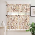 thumbnail image 2 of 3 Piece Kitchen Curtains and Valances Set Orange Yellow Botanical Cafe Curtains 36 Inch Length Rustic Country Spring Floral Summer Leaf Valance & Tier Curtain for Living Room 54"x18"+27"x36"*2, 2 of 6