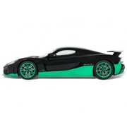 2023 Rimac Nevera Black with Green Stripes 1/18 Model Car by GT Spirit