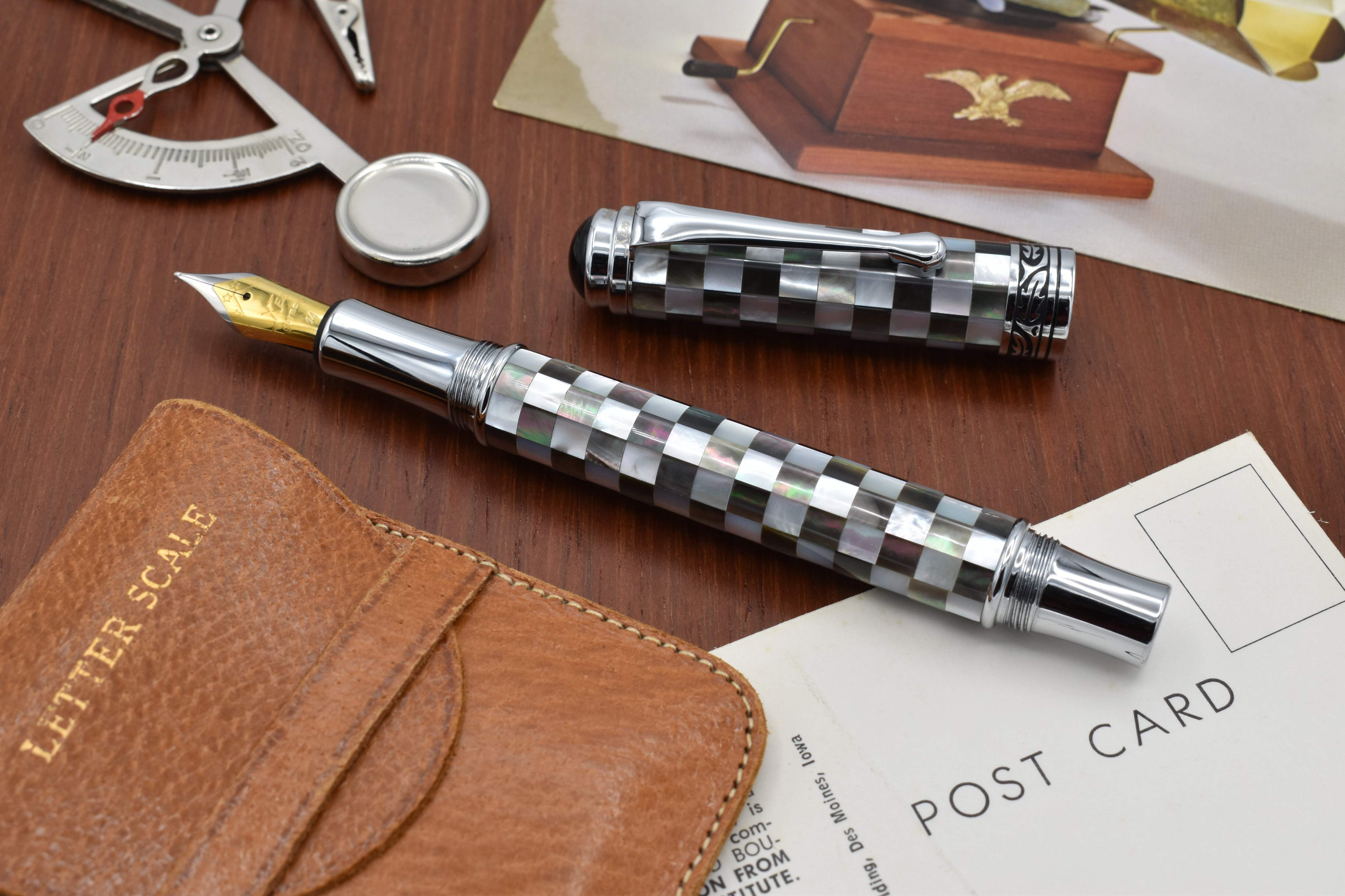 Xezo Xezo Maestro® Jubilee Classic of The Ocean Fountain Pen (Medium Nib) - Black  White Mother of Pearl