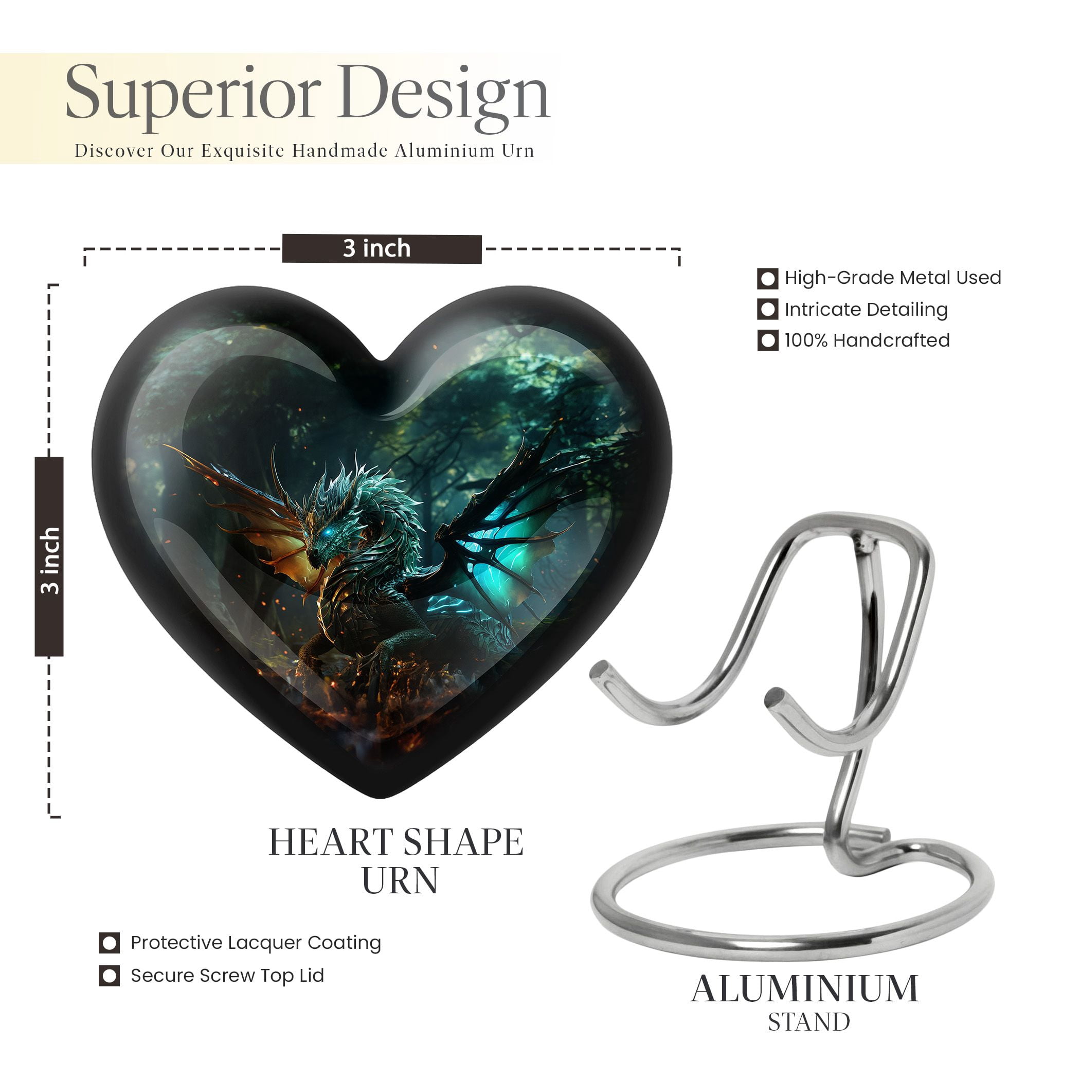 Dragon's Forest Mini Heart Urns For Human Ashes Keepsake - Urns For Women Human Ashes - Heart Urns For Human Ashes - Cremation Urns For Men - Keepsake Urns For Human Ashes Set Of 4 ( 3inch, 4pcs)