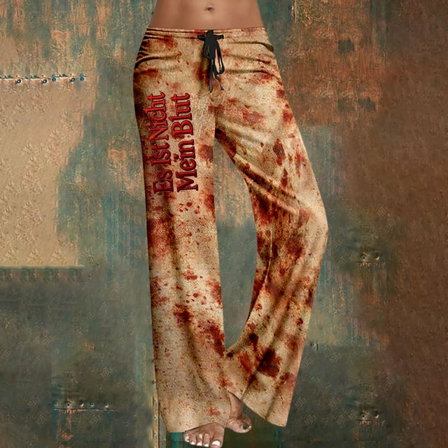 WILLBEST Pantalones Casuales elegantes para Mujer, con Diseño de Cordones, para Halloween y Uso Diario: Pantalones Largos Versátiles, Cómodos y con Temática Única. Extra Grande