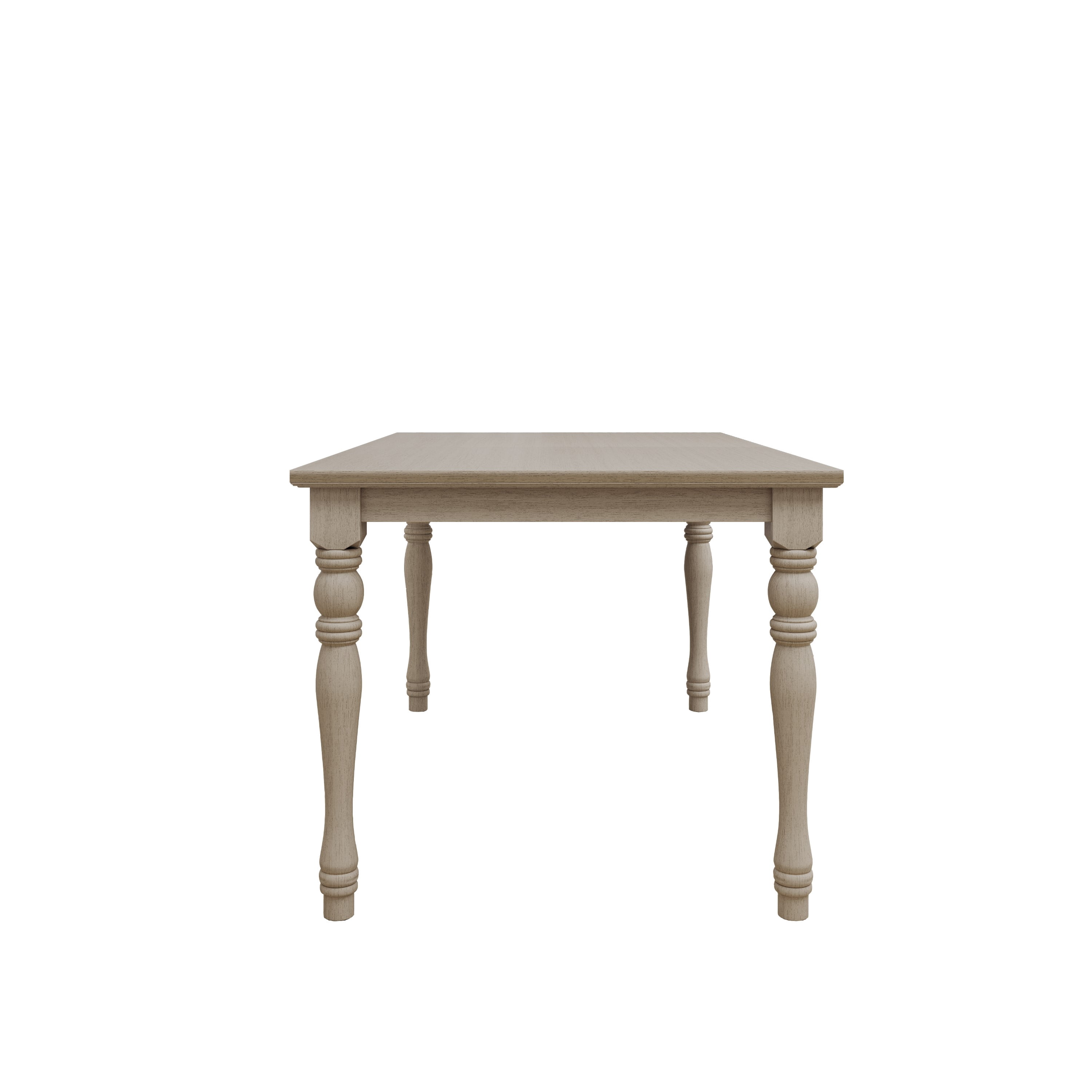 Home Design Mayfield Dining Table, Antique Gray, Rectangular top, Middle-divided design, Turned legs, Durable wood construction, Rustic-traditional style, Elegant and sturdy