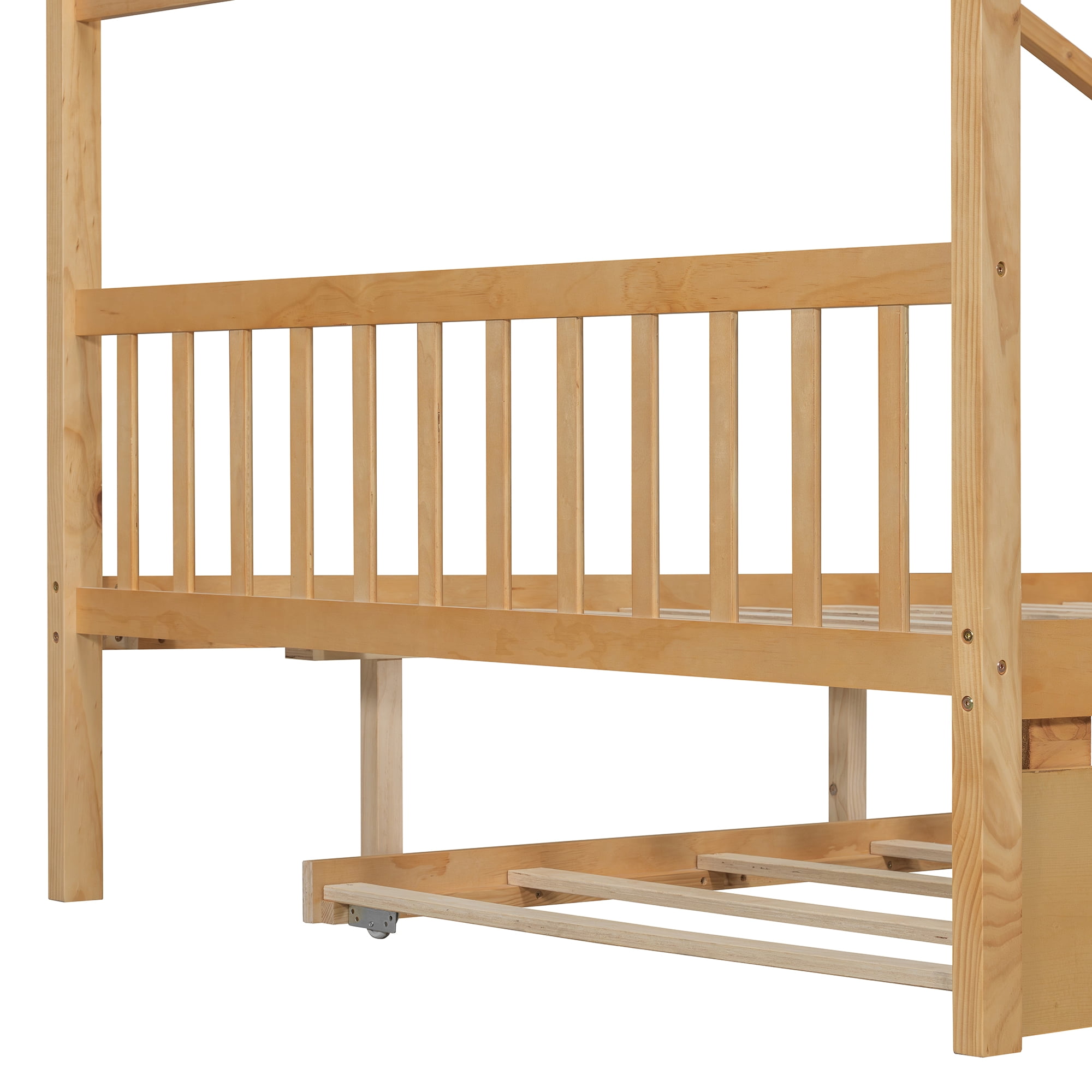 Sailvan Full Size Wooden House Bed with Twin Size Trundle