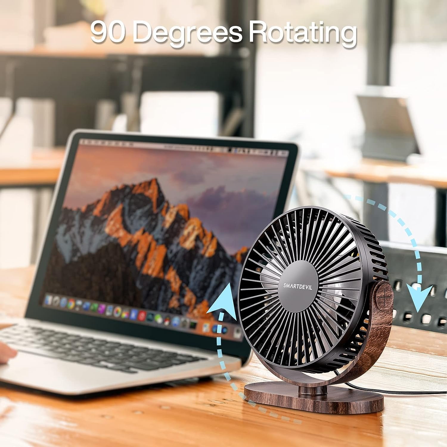 SmartDevil USB Small Desk Fan, 3 Speeds Portable Desktop Table Fan, 90°  Adjustment Personal Mini Fan, Quiet Operation,