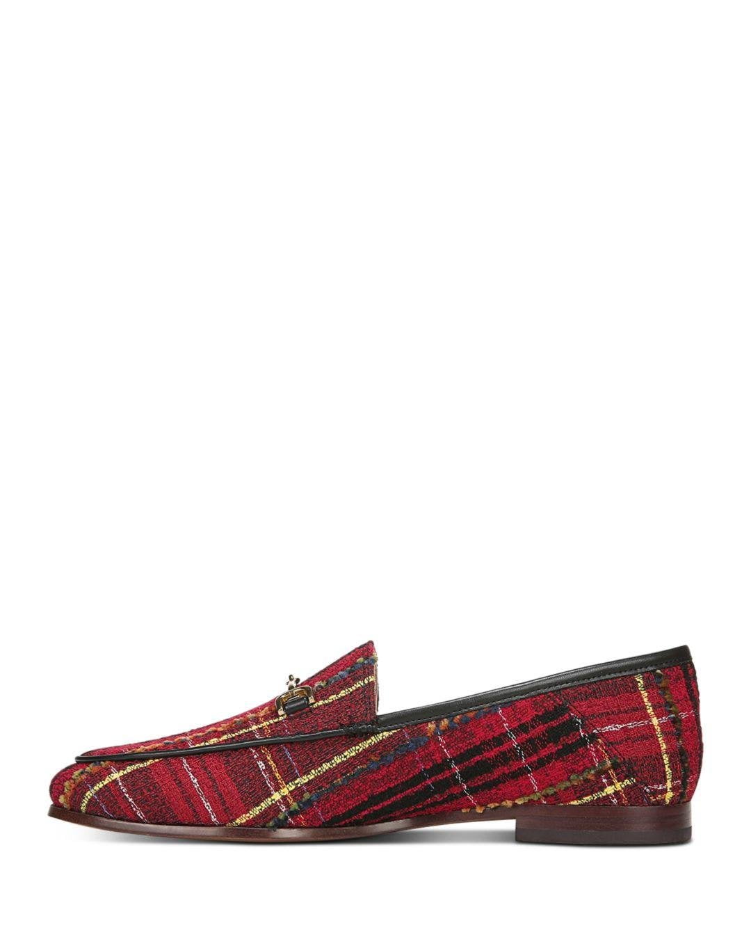 Sam Edelman Loraine Red Patent Plaid Dress Slip On Rounded Toe