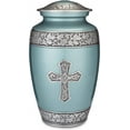 thumbnail image 7 of Honorary Memorials Turquoise Sacred Cross Cremation Urn for Human Ashes - Handmade Cremation Urn - Adult Size Burial Urn - Plastic Bag and Satin Bag for Urn and for Ashes Included, 7 of 7