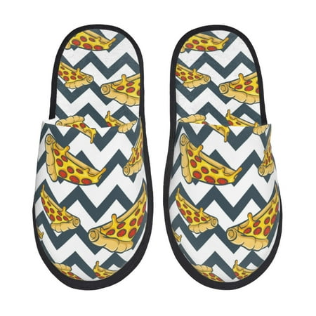 

Slippers for Women Cute Pizza Wavy Lines Womens Slippers Fuzzy Winter House Shoes Soft Anti-Skid Slippers Indoor and Outdoor